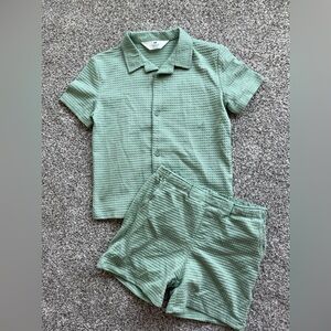H&M Mint Green Waffle Short Set